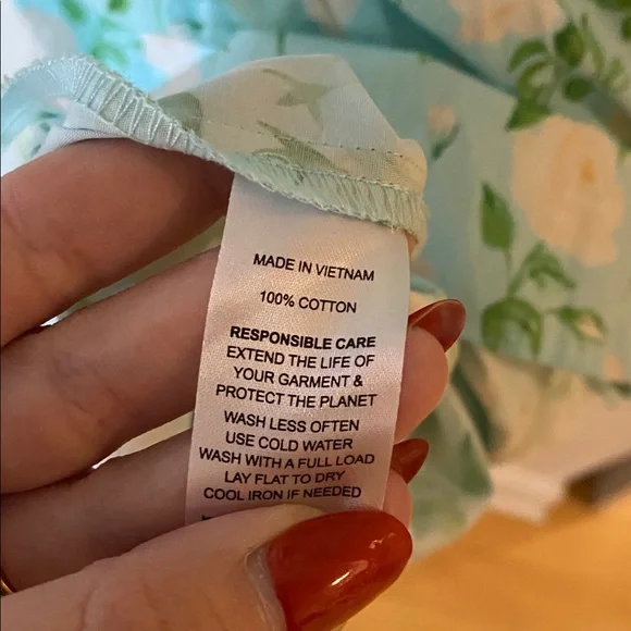 Hill House Daphne Dress in Blue Roses Nap Dress Cotton Floral Green Pink Size L - Picture 10 of 11